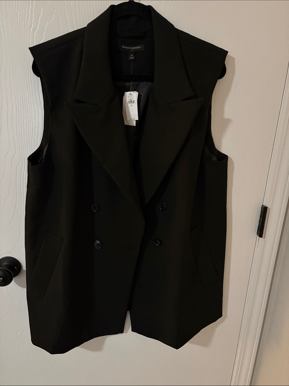 Banana Republic Black Sleeveless Double-Breasted Blazer Vest